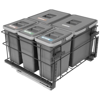 Sortownik na śmieci SQUARE 2x15L 3x7L 600 CICHY DOMYK Grafit