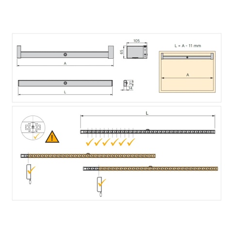 Drążek LED do szafy 858MM CASTOR z czujnikiem Mat Emuca