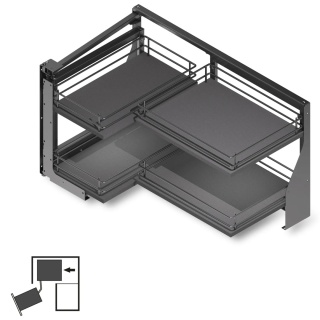 Kosz Cargo narożny Magic Corner TITANE ANGLE Lewy Antracyt Emuca