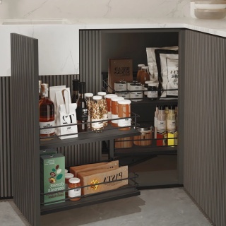 Kosz Cargo narożny Magic Corner TITANE ANGLE Lewy Antracyt Emuca