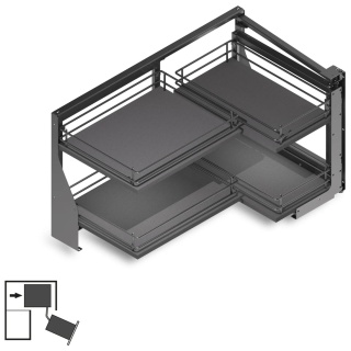Kosz Cargo narożny Magic Corner TITANE ANGLE Prawy Antracyt Emuca
