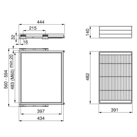 Kosz wielofunkcyjny do szafy 600MM HACK EMUCA Kaszmir