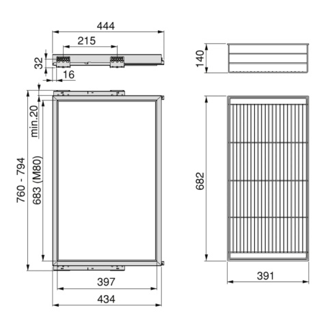 Kosz wielofunkcyjny do szafy 800MM HACK EMUCA Kaszmir