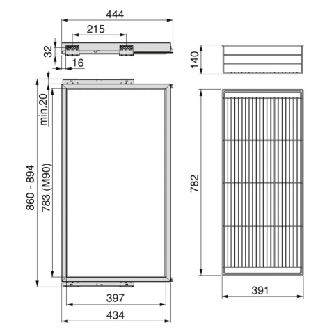 Kosz wielofunkcyjny do szafy 900MM HACK EMUCA Kaszmir