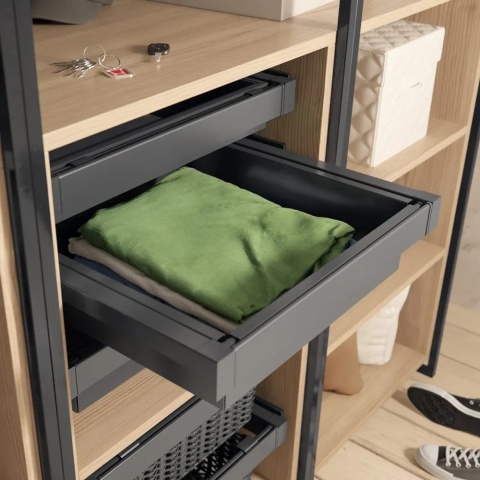 Szuflada kosz metalowy do szafy garderoby 800MM ELITE Antracyt GTV