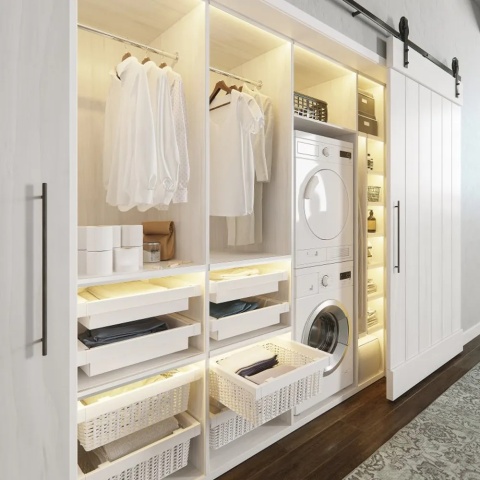 Szuflada kosz metalowy do szafy garderoby 900MM ELITE Biały GTV