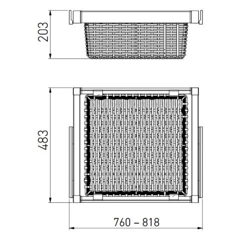 Szuflada kosz rattanowy do szafy garderoby 800MM ELITE Antracyt GTV
