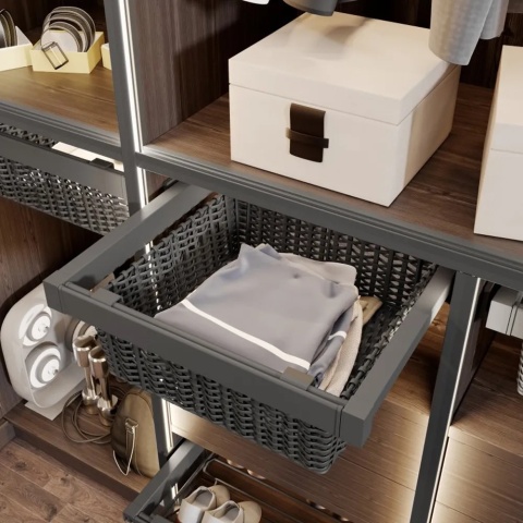 Szuflada kosz rattanowy do szafy garderoby 900MM ELITE Antracyt GTV