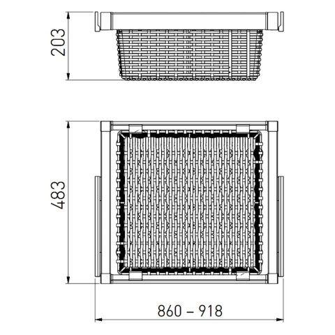 Szuflada kosz rattanowy do szafy garderoby 900MM ELITE Antracyt GTV