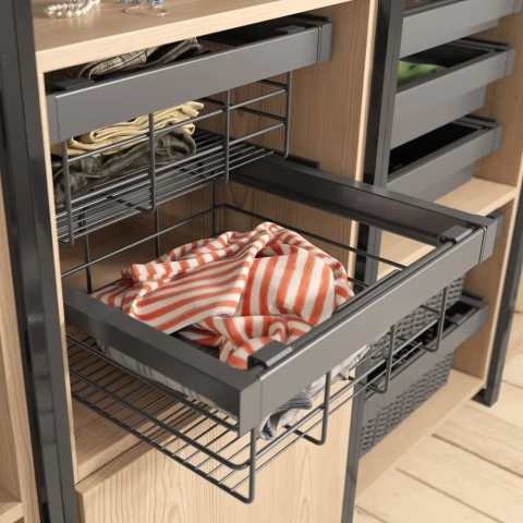 Szuflada kosz wielofunkcyjny do szafy garderoby 600MM ELITE Antracyt GTV