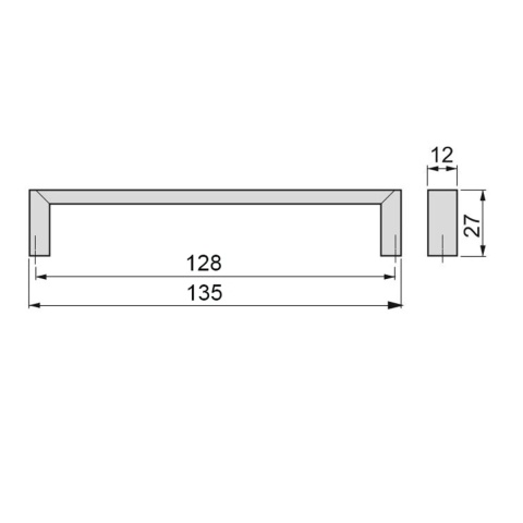 Uchwyt meblowy do szafek Aldaia rozstaw 128mm Szary metaliczny EMUCA - 25 Sztuk
