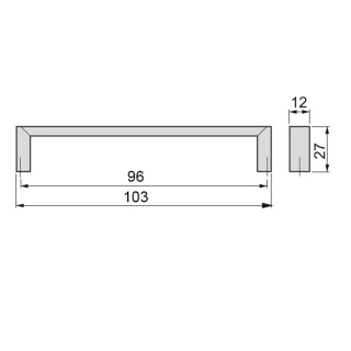 Uchwyt meblowy do szafek Aldaia rozstaw 96mm Szary metaliczny EMUCA - 25 sztuk