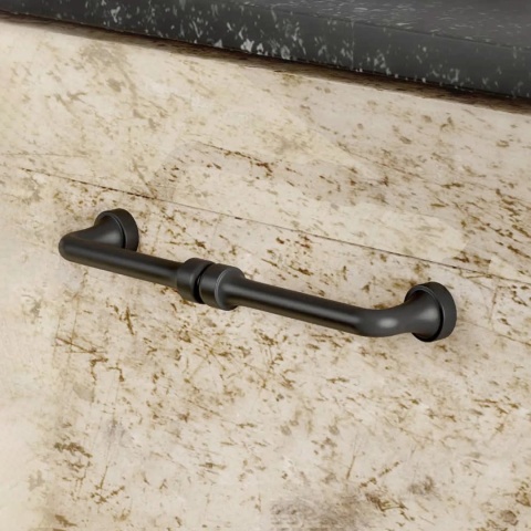 Uchwyt meblowy do szafek Baghdad rozstaw 128mm Czarny EMUCA - 20 SZT