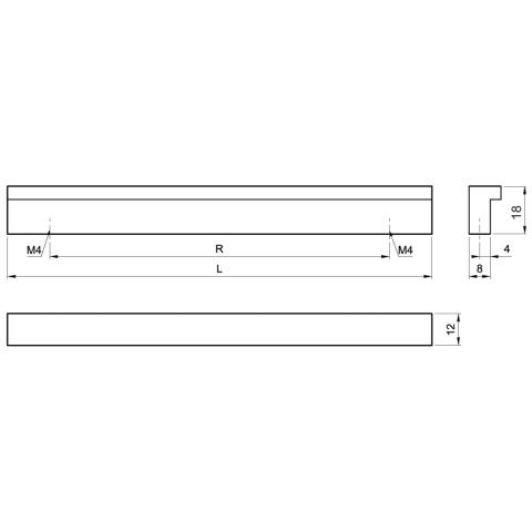 Uchwyt meblowy do szafek LCK-006 rozstaw 256mm Aluminium LEBA