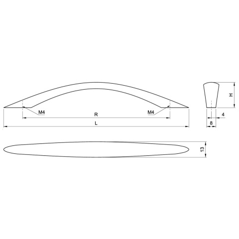Uchwyt meblowy do szafek LCK-03 rozstaw 128mm Satyna LEBA