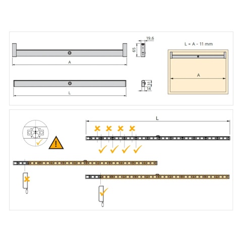 Drążek LED do szafy 858MM POLUX z czujnikiem Emuca