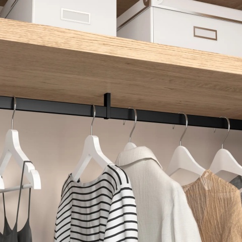 Środkowy uchwyt drążka do szafy LUXE Czarny Emuca