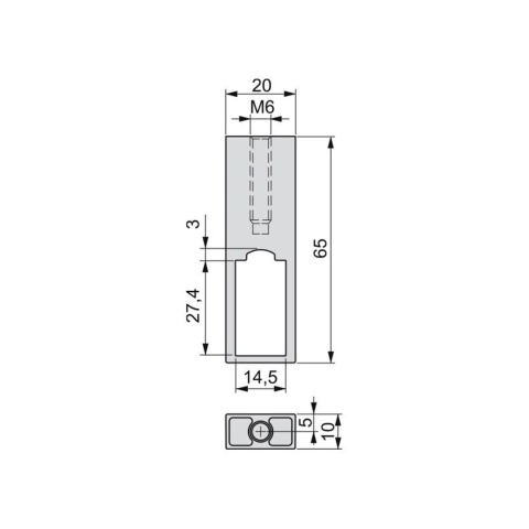 Środkowy uchwyt drążka do szafy LUXE Czarny Emuca