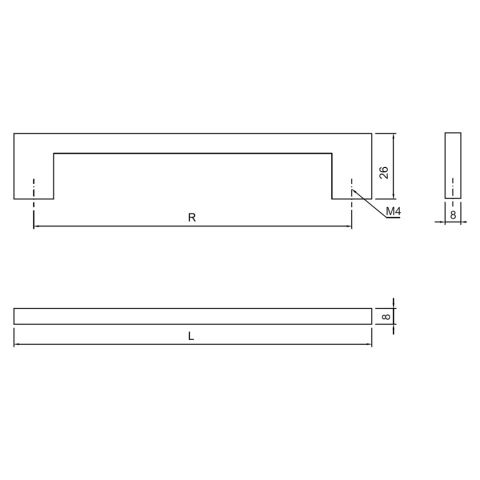 Uchwyt meblowy do szafek LCK-165 rozstaw 256mm Chrom LEBA