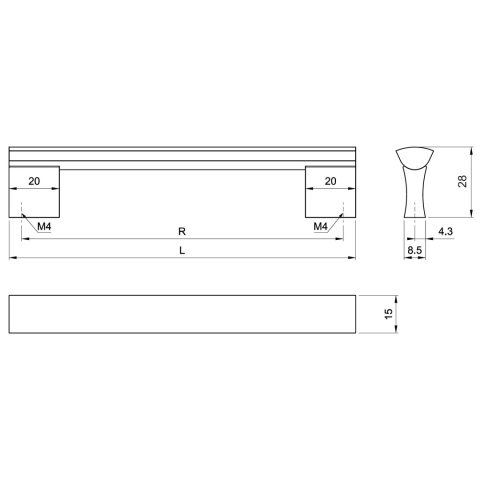 Uchwyt meblowy do szafek LCK-311 rozstaw 256mm Aluminium LEBA