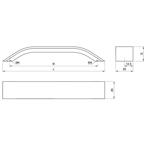 Uchwyt meblowy do szafek LCK-337 rozstaw 224mm Aluminium LEBA