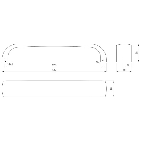 Uchwyt meblowy do szafek LCK-48 rozstaw 128mm Mat LEBA