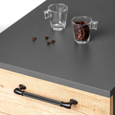 Uchwyt meblowy do szafek Suez rozstaw 160mm czarny EMUCA - 20 Sztuk