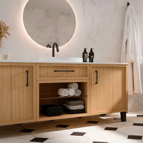 Uchwyt meblowy do szafek Suez rozstaw 160mm czarny EMUCA - 20 Sztuk