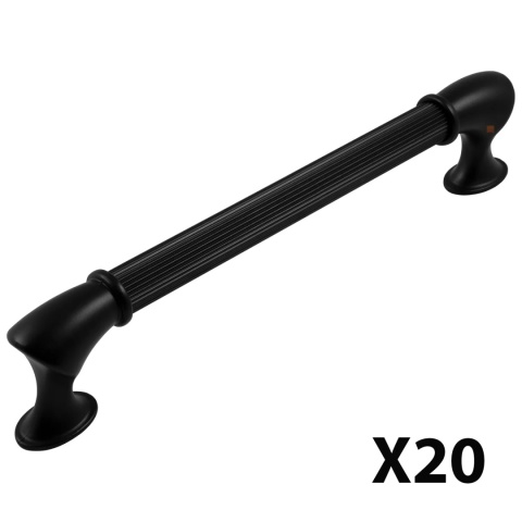 Uchwyt meblowy do szafek Suez rozstaw 224mm czarny EMUCA - 20 Sztuk