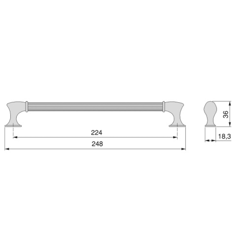 Uchwyt meblowy do szafek Suez rozstaw 224mm czarny EMUCA - 20 Sztuk