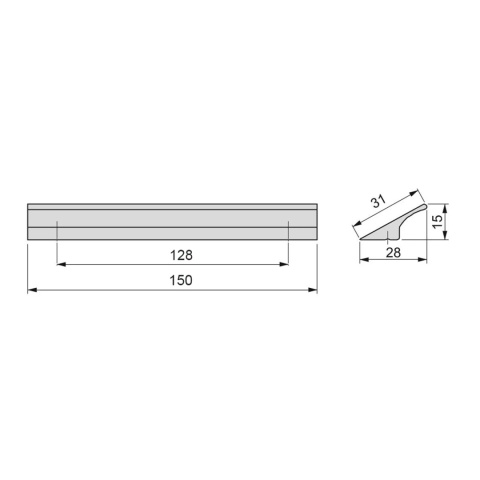 Uchwyt meblowy do szafek Torrent rozstaw 128mm Mat EMUCA - 25 Sztuk