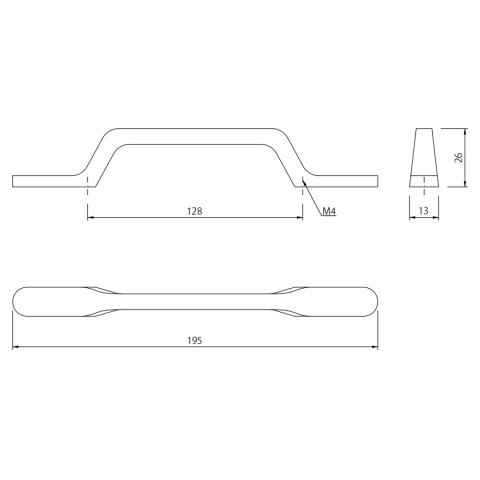 Uchwyt meblowy do szafek U098 rozstaw 128mm Inox AMIX