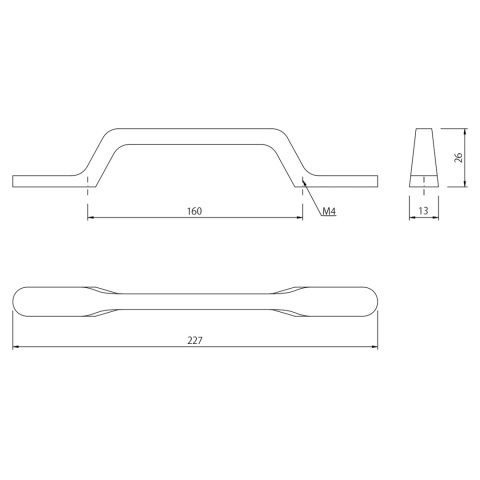 Uchwyt meblowy do szafek U098 rozstaw 160mm Inox AMIX