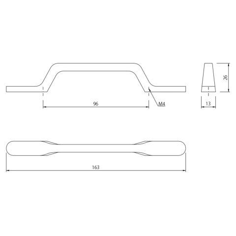 Uchwyt meblowy do szafek U098 rozstaw 96mm Czarny AMIX