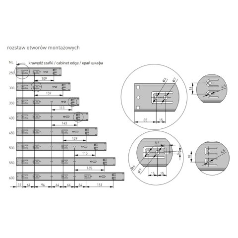 Prowadnica kulkowa VERSALITE H-45 L-250 Cichy Domyk GTV