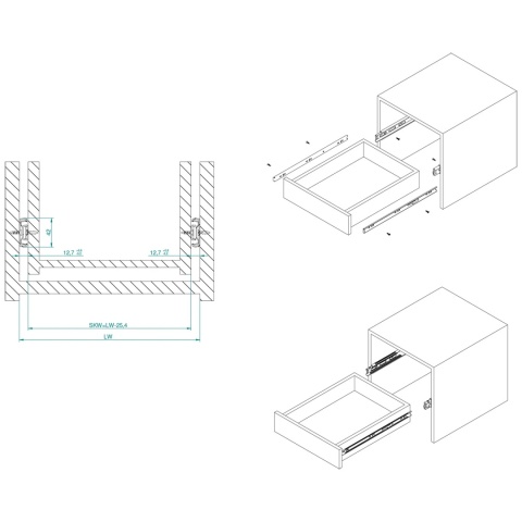 Prowadnica kulkowa do szuflad H-45 L-400 REJS