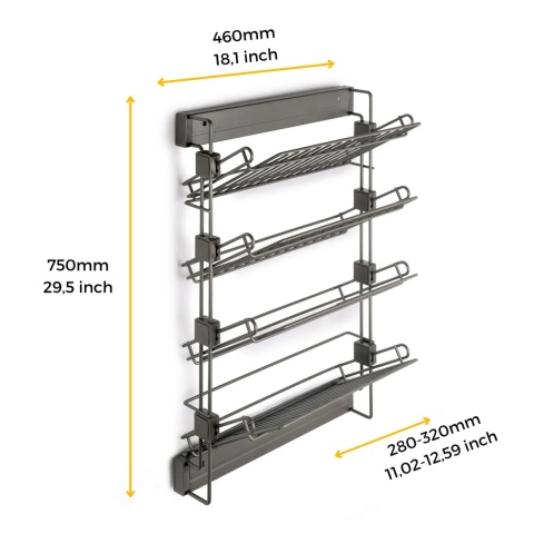 Kosz Cargo na buty BOCZNY LEWY tytanowy QUARTZ Emuca
