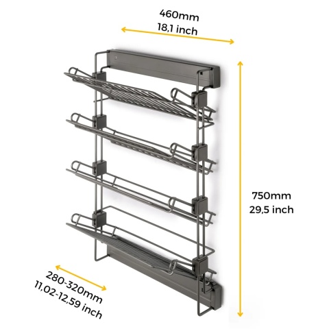 Kosz Cargo na buty BOCZNY PRAWY tytanowy QUARTZ Emuca