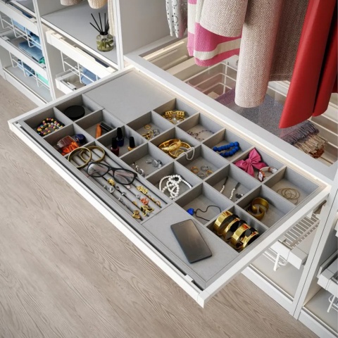 Półka szuflada z organizerem do szafy garderoby 600MM ELITE Biała GTV