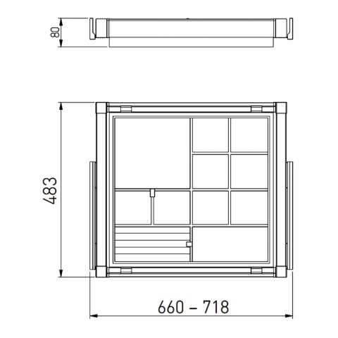Półka szuflada z organizerem do szafy garderoby 700MM ELITE Antracyt GTV