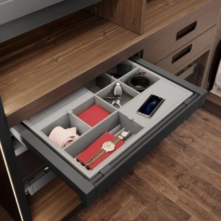 Półka szuflada z organizerem do szafy garderoby 700MM ELITE Mata Antracyt GTV