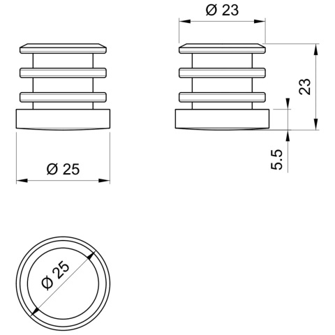 Stopka plastikowa z Zaślepką do Rury Drążka ubraniowego fi 25mm