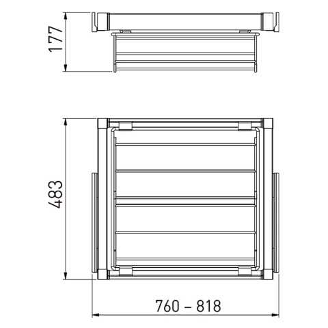 Szuflada druciana na buty do szafy garderoby 800MM ELITE Czarna GTV