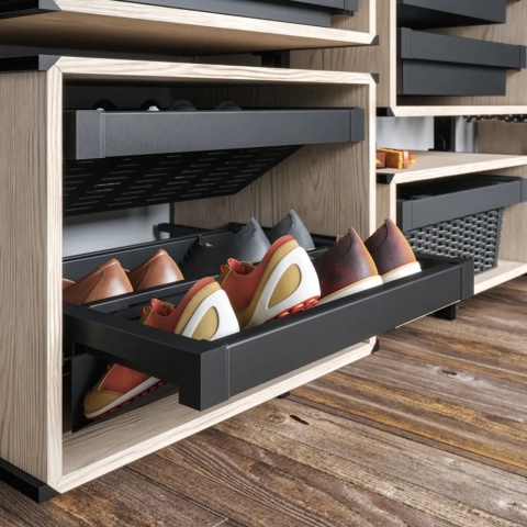 Szuflada metalowa na buty do szafy garderoby 600MM ELITE Antracyt GTV