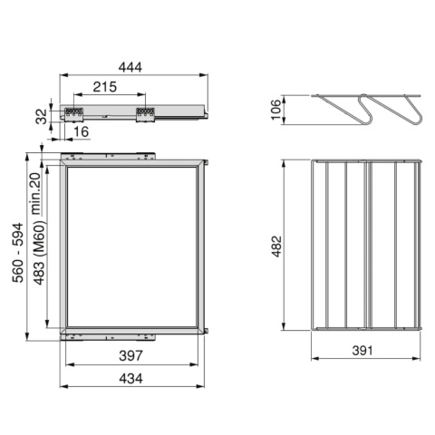 Szuflada na buty do szafy 600MM HACK EMUCA Kaszmir