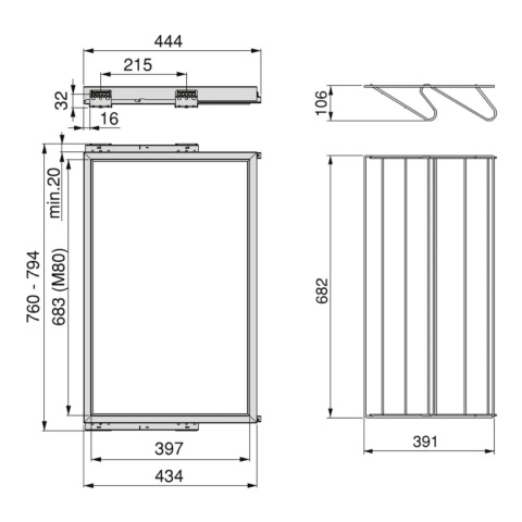 Szuflada na buty do szafy 800MM HACK EMUCA Czarny