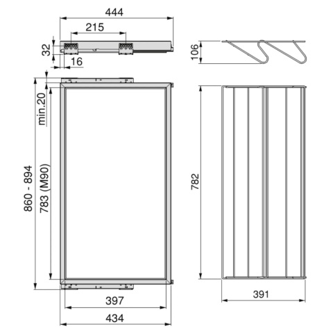 Szuflada na buty do szafy 900MM HACK EMUCA Kaszmir