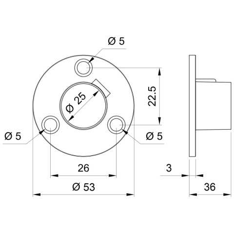 Uchwyt do rury Rozetka Wysoka do drążka ubraniowego fi 25mm chrom