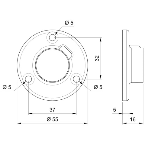 Uchwyt do rury Rozetka do drążka ubraniowego fi 25mm Czarny Amix