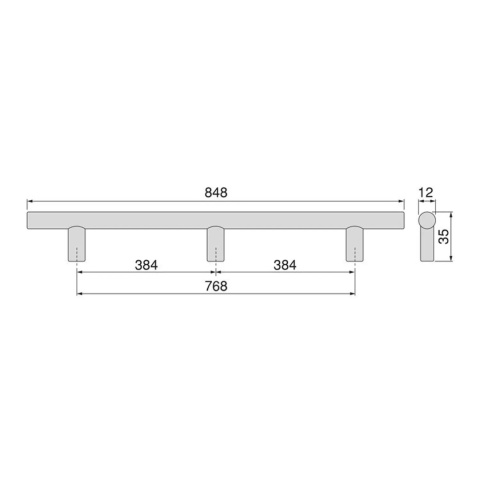 Uchwyt meblowy do szafek Orlando rozstaw 768mm nikiel satynowy EMUCA - 10 Sztuk